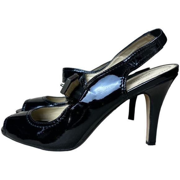 Adrienne Vittadini Black Heels Peep Toe Patent Leather Women's Size 10M NWOB - Picture 2 of 8